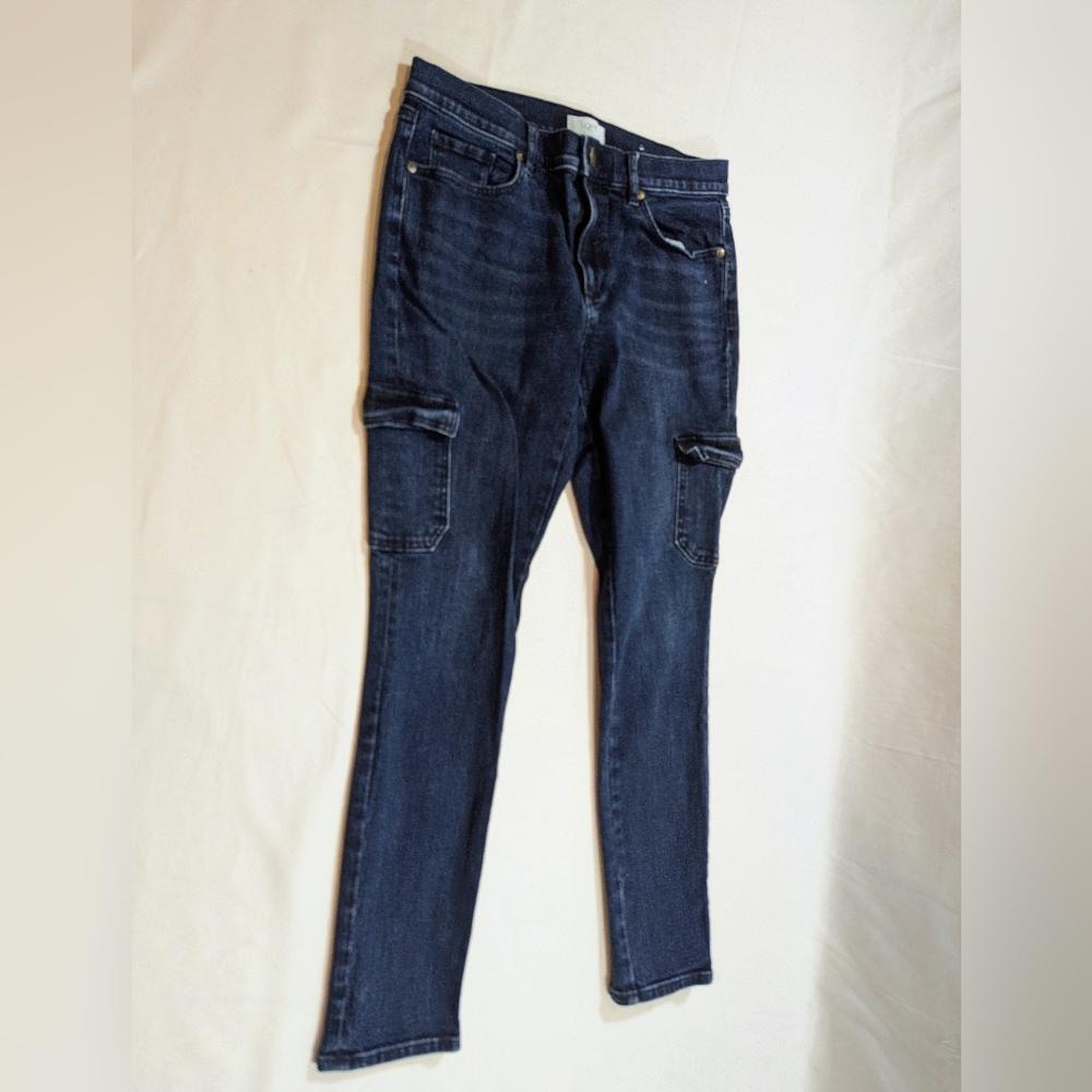 Dark Blue Denim Cargo Jeans